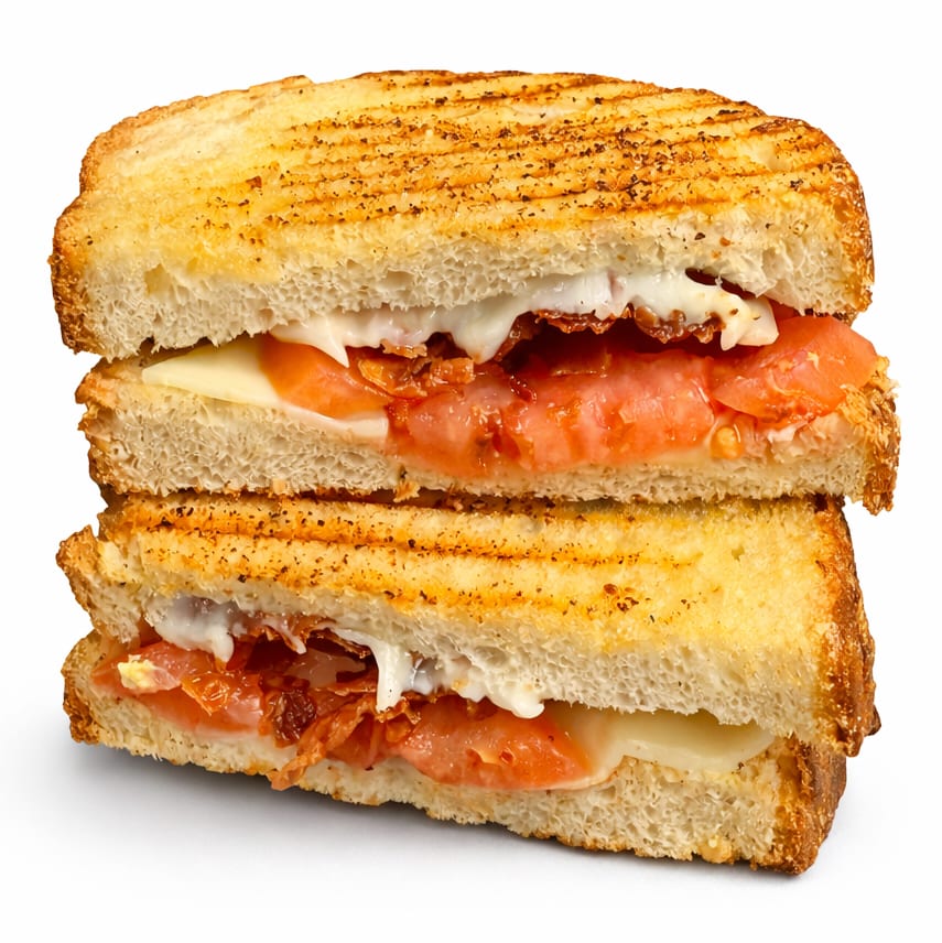 #213. Melted Provolone, Bacon & Tomatoes Panini.