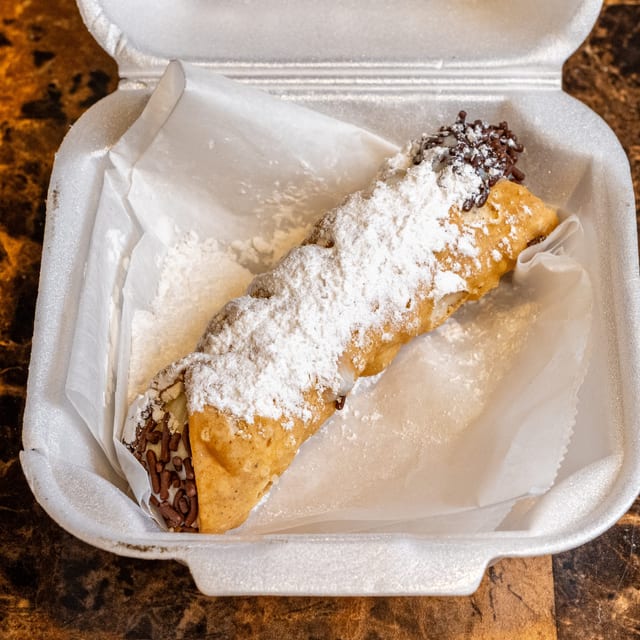 Homemade Jumbo Cannoli.