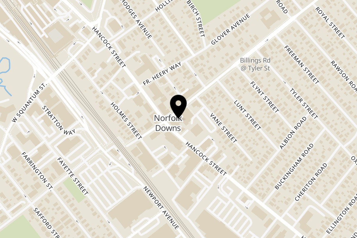 Map showing the location of Sofia Pizza House on 45 Billings Rd in Quincy